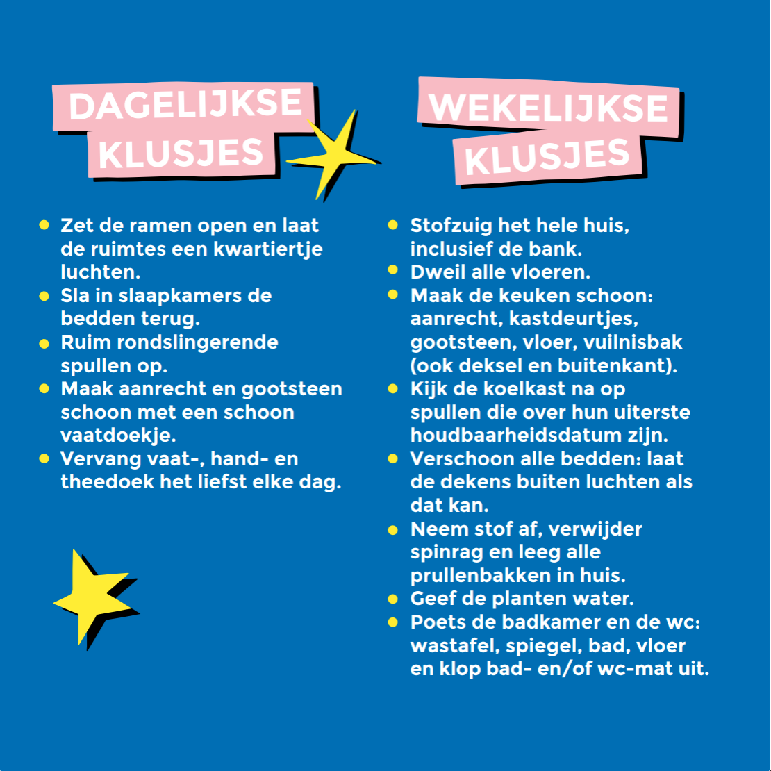 Dagelijkse en wekelijkse klusjes